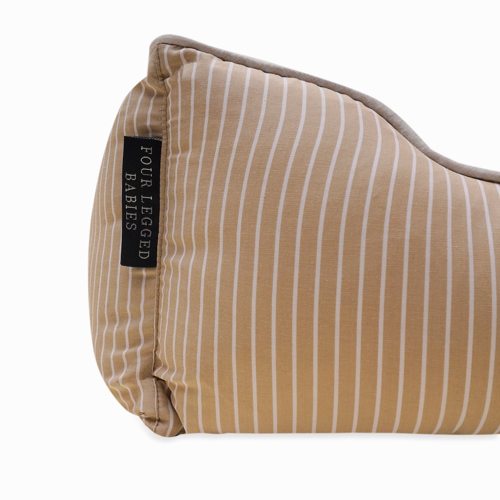 Pinstripe Beige Cotton Luxurious Dog Bed Removable Cotton Cover & Machine Washable Bed For Daily Use - Image 4