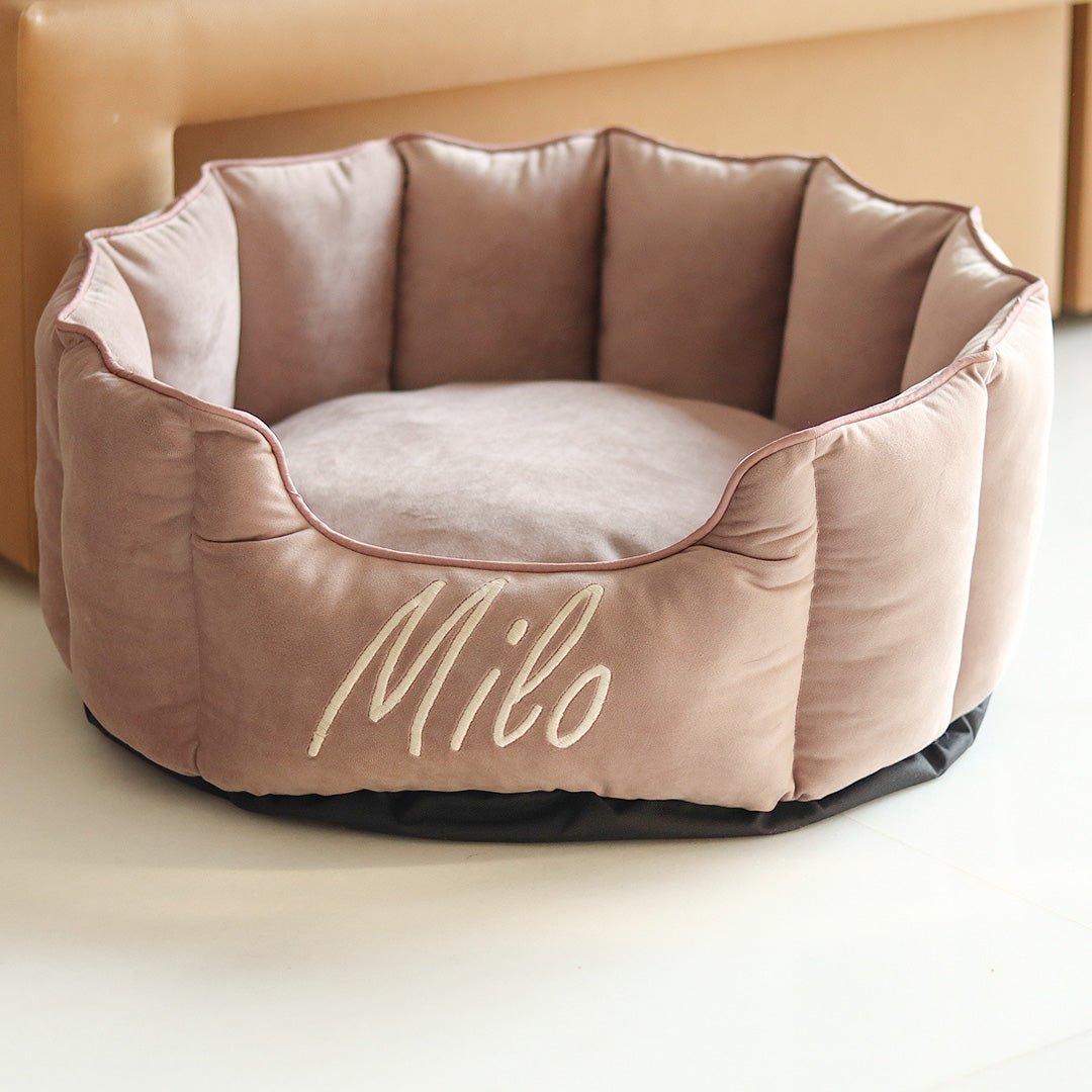 High Wall Lilac Personalized Luxury Velvet Bed For Dogs - Image 2
