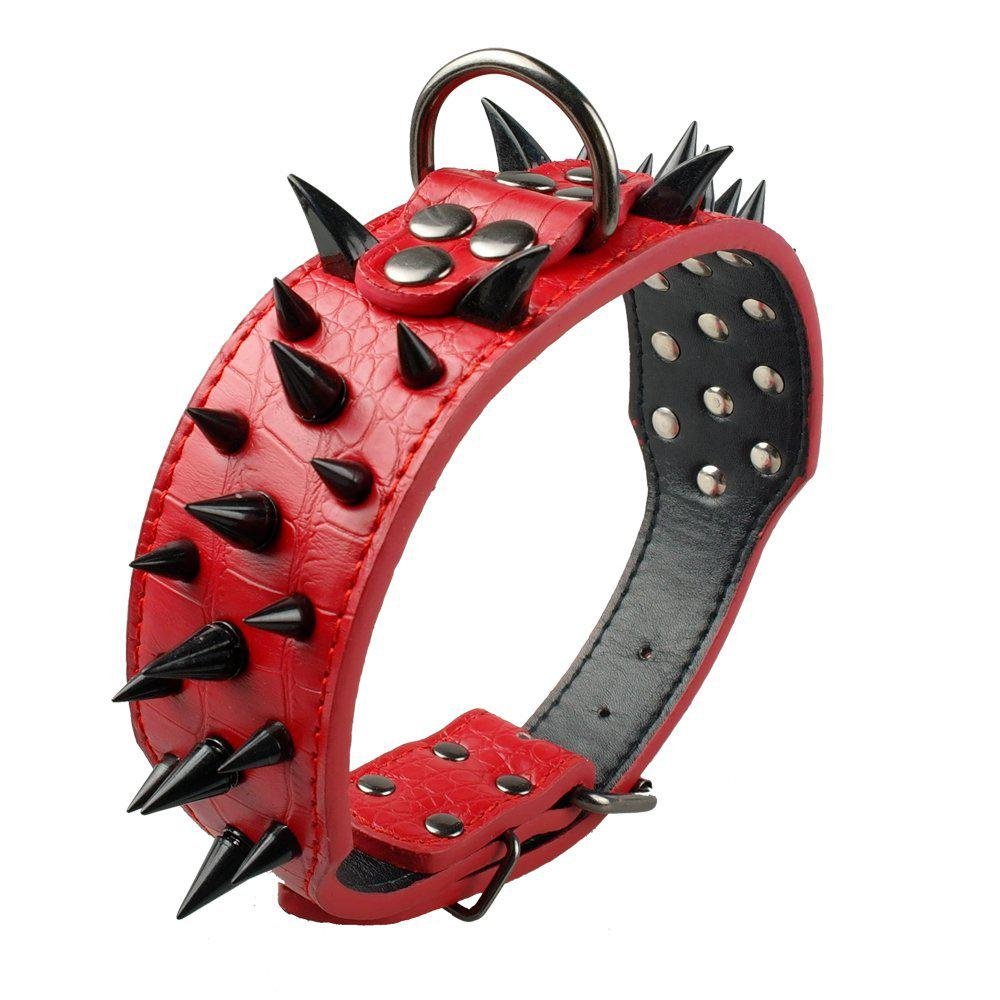 Studded leather collar with adjustable pointed spikes for medium and large dogs such as Pitbull. Bulldog. Boxer - Image 13