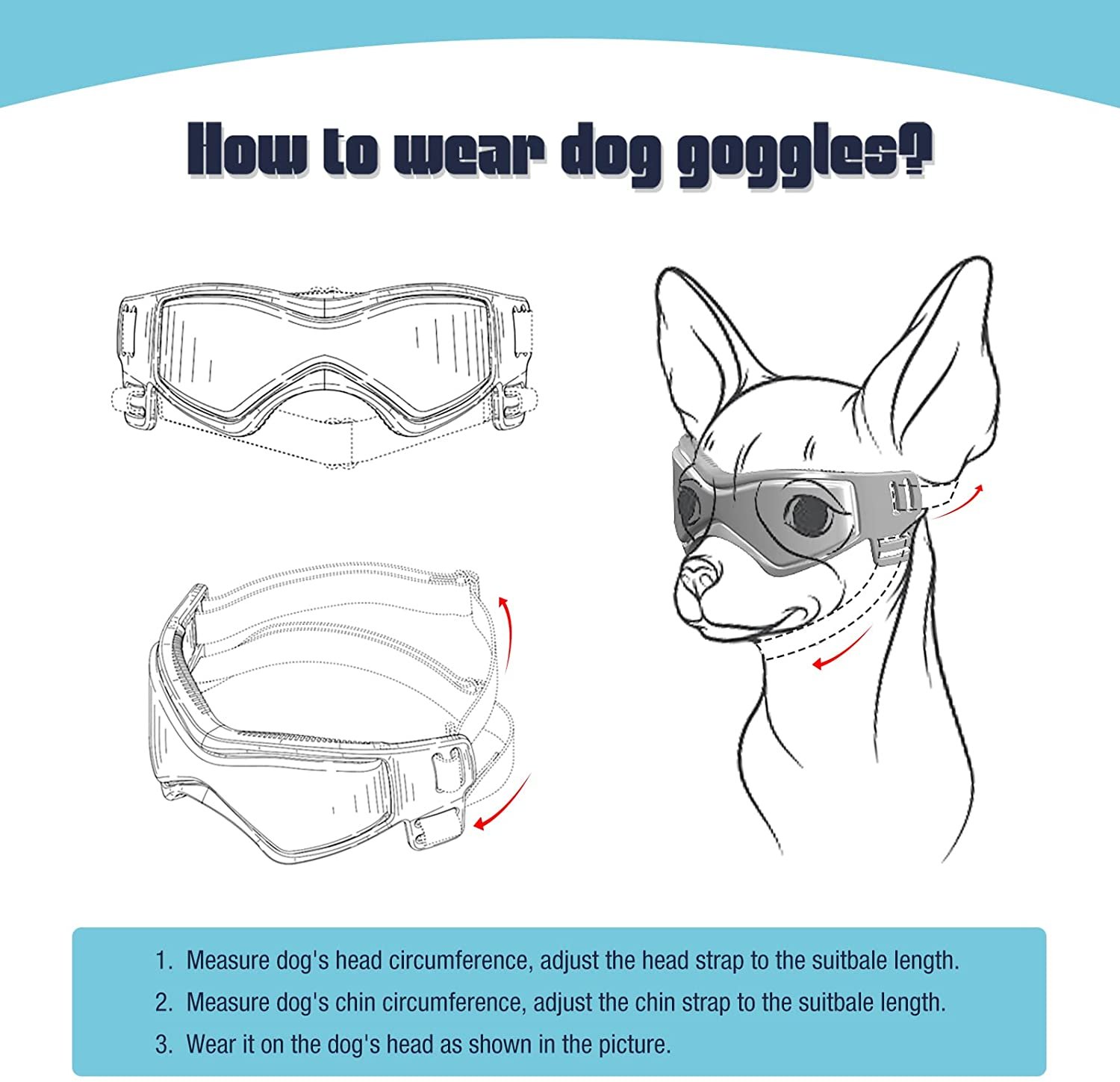 Adjustable Sunglasses for Small and Medium Breed Dogs. UV Protection. Easy to Wear. Dog Accessory - Image 4