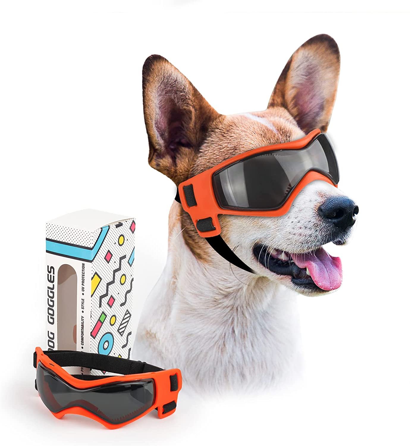Adjustable Sunglasses for Small and Medium Breed Dogs. UV Protection. Easy to Wear. Dog Accessory