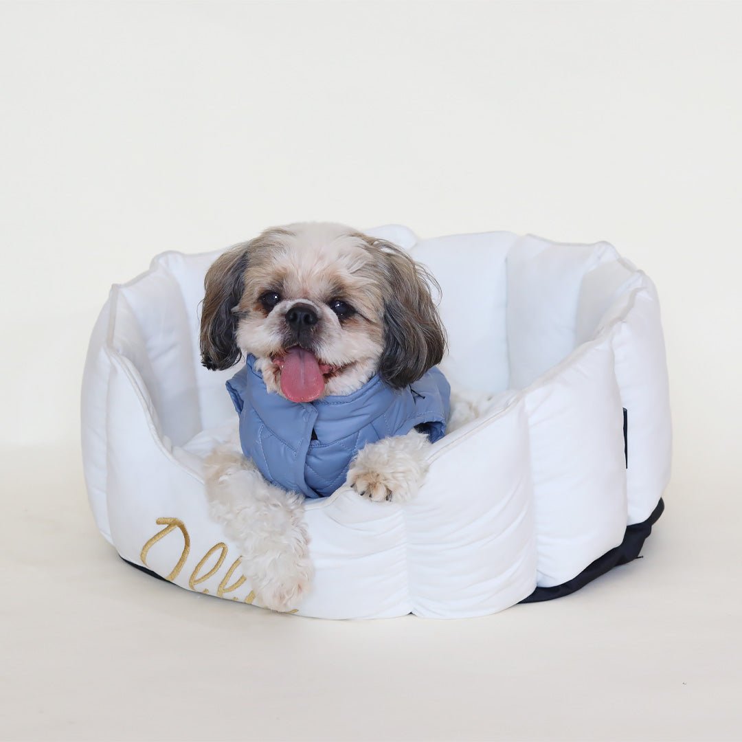 High Wall Snow White Personalized Luxury Velvet Bed For Dogs - Image 5